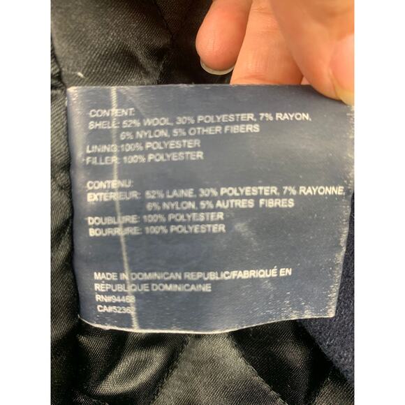 Nautica Black Wool Blend Peacoat Coat Jacket Mens Size Medium Quilted Lining - Picture 5 of 10